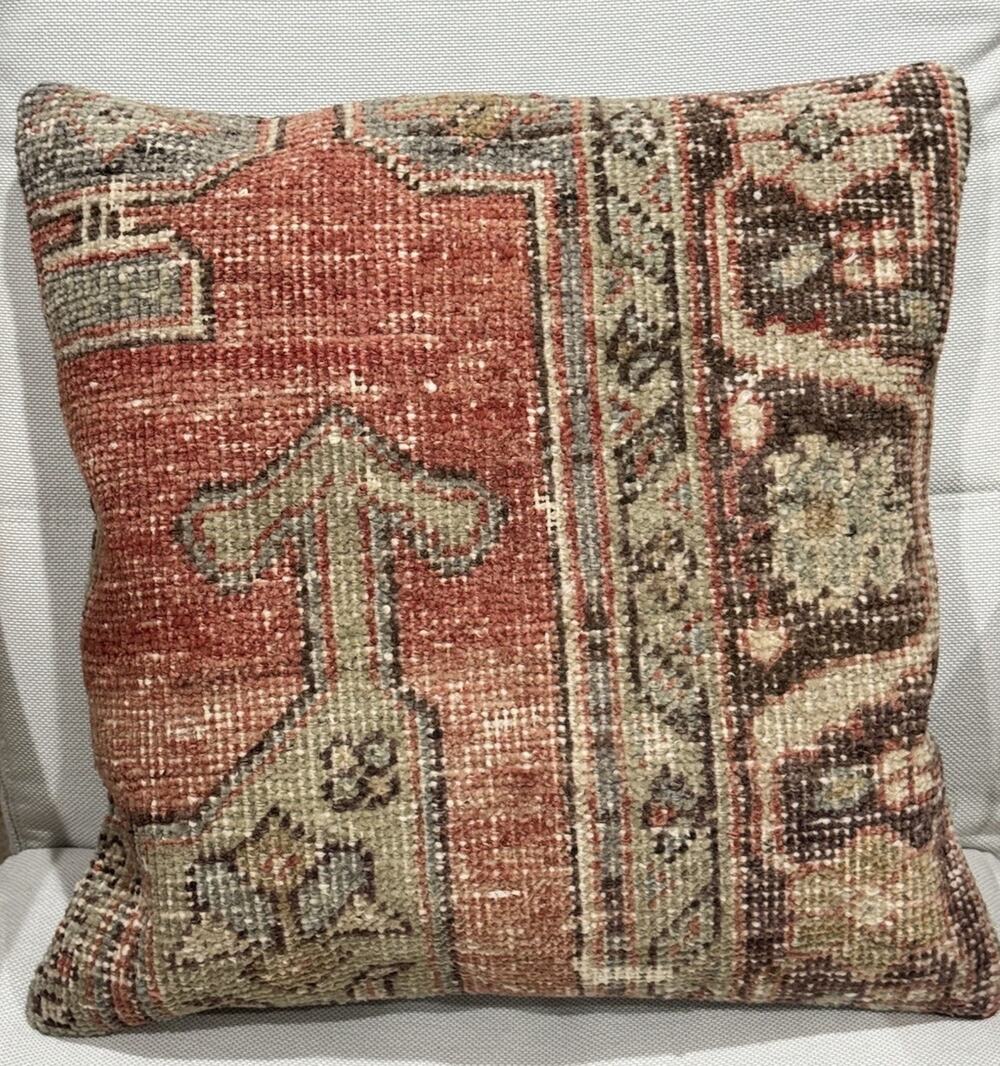 Kilim Pillow 20x20 Southwestern Woven Cushion Throw Indian Wool Jute Handmade